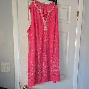Pink Sleeveless Dress with Pattern